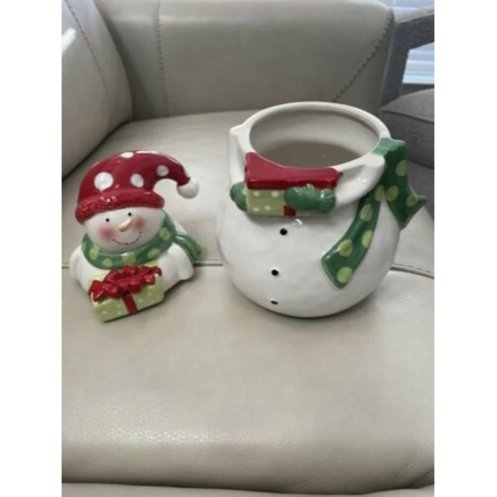 Certified International Holiday Snowman Cookie Jar - BRAND NEW IN BOX - Ceramic